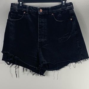 Zara Woman’s Black Distressed Jeans Shorts Size 10